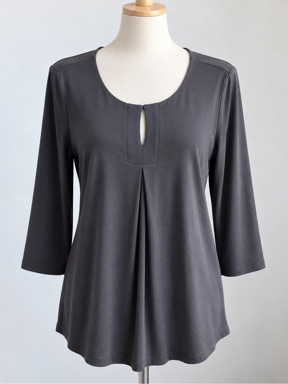 Last Tango Charcoal Gray Keyhole Pleated Tunic Top XL Made in USA NWT NEW